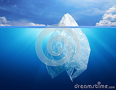 Plastic bag environment pollution with iceberg Stock Photo