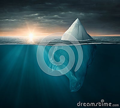 Plastic bag in the ocean looking like an iceberg Stock Photo