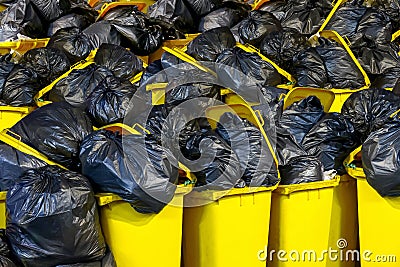 Plastic bag of waste many on the bin, garbage, trash, pollution, junk Stock Photo
