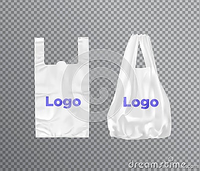 White plastic bags new and used Vector Illustration