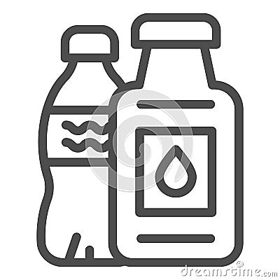 Plastic bottle ban line icon. Plastic package ban vector illustration isolated on white. Ecological outline style design Vector Illustration