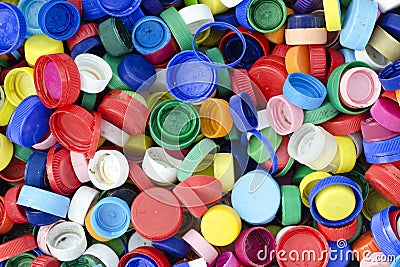 Plastic bottle caps Stock Photo