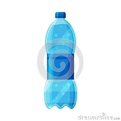 Plastic Bottle with Clean Purified Water Vector Illustration on White Background Vector Illustration