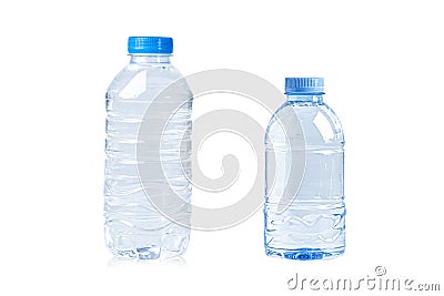 Plastic bottle colored screw caps for recycle waste on white background, container water lid Stock Photo