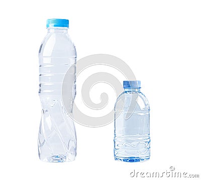 Plastic bottle colored screw caps for recycle waste on white background, container water lid Stock Photo