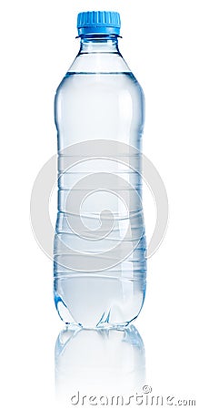 Plastic bottle of drinking water on white background Stock Photo