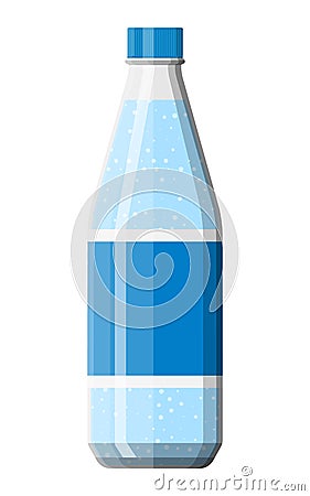 Plastic bottle of fresh pure mineral water. Vector Illustration