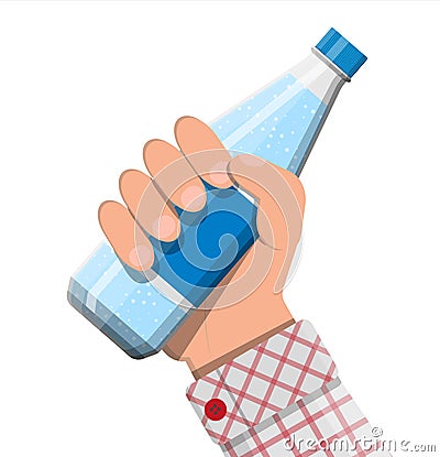 Plastic bottle of fresh pure mineral water. Vector Illustration