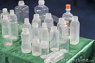 Plastic bottle hot blow manufacturing Stock Photo