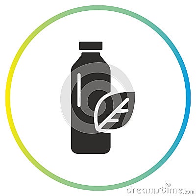 plastic bottle with leaf icon, bioplastic, biodegradable package Vector Illustration