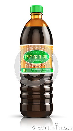 Plastic bottle with pumpkin seed oil Cartoon Illustration