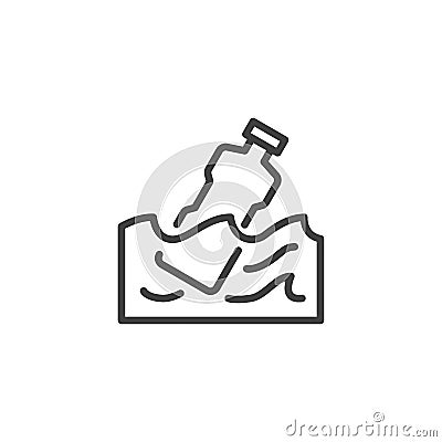 Plastic bottle, water pollution line icon Vector Illustration