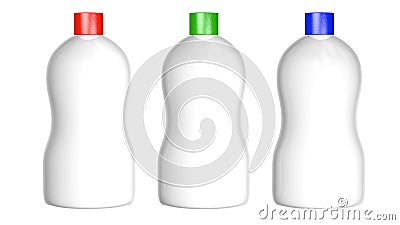 PLASTIC BOTTLES COLOR CAPS ON Stock Photo