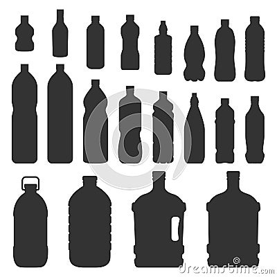 Plastic bottles silhouette Vector Illustration