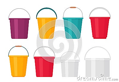 Plastic bucket. Vector illustration. Flat design. Pail icon Vector Illustration