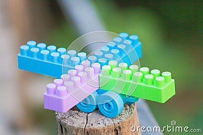 Plastic building blocks isolated Stock Photo