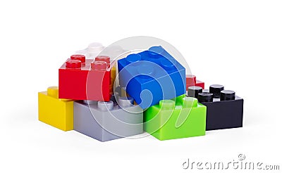 Plastic building blocks isolated on white Stock Photo