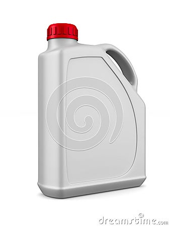 Plastic canister motor oil on white background. 3D illu Cartoon Illustration