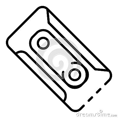 Plastic cassette icon, outline style Vector Illustration