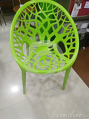 Plastic chair green chair chairs Stock Photo