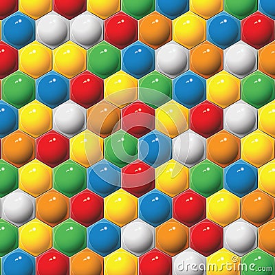 Plastic children's hexagon mosaic. Vector background. Vector Illustration