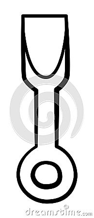 Plastic children`s shovel in black lines on white backgound Cartoon Illustration