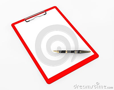 Plastic clipboard with Fountain Pen Stock Photo