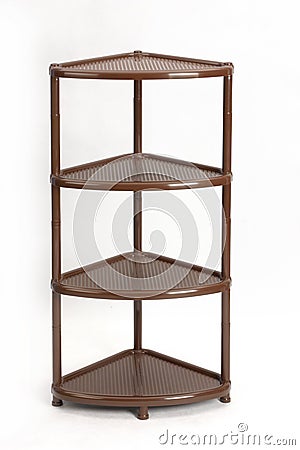 Plastic collapsible furniture. A convenient shelf for things. Stock Photo