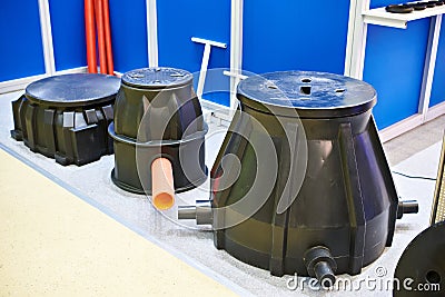 Plastic communication cable wells Stock Photo