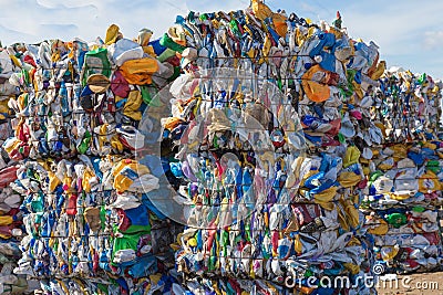 Plastic Containers Ready for Recycling Editorial Stock Photo