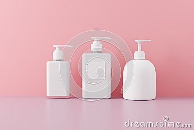 Plastic containers with soap, shampoo or any body care product Cartoon Illustration