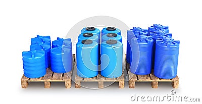 plastic containers stand on pallets Cartoon Illustration