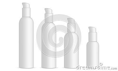 Plastic cosmetic bottles with dispenser pump Cartoon Illustration