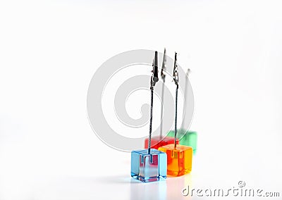 Plastic cubes with clips Stock Photo