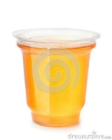 Plastic cup of fruit jelly dessert Stock Photo