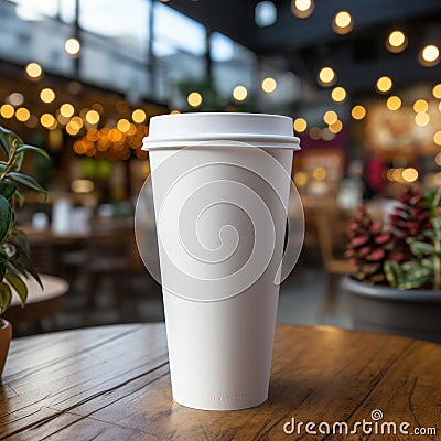 Plastic cups on plain white frosted background in cafes and supermarkets Stock Photo