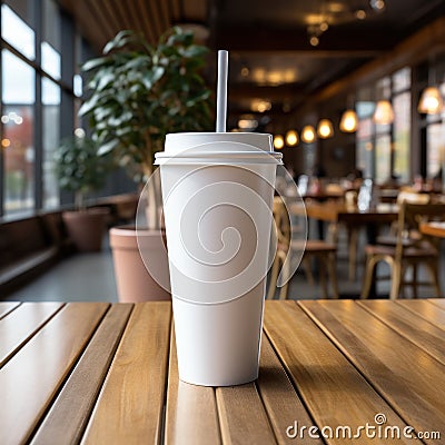 Plastic cups on plain white frosted background in cafes and supermarkets Stock Photo