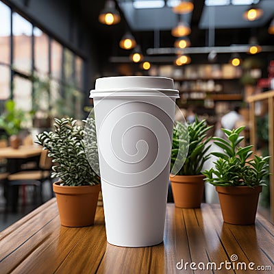 Plastic cups on plain white frosted background in cafes and supermarkets Stock Photo