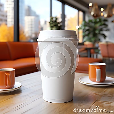 Plastic cups on plain white frosted background in cafes and supermarkets Stock Photo