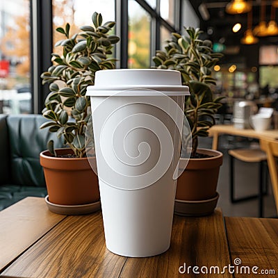 Plastic cups on plain white frosted background in cafes and supermarkets Stock Photo