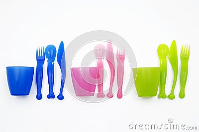 Plastic dish ware set Stock Photo