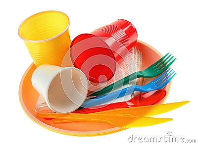 Plastic dishware Stock Photo