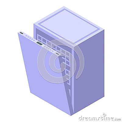 Plastic dishwasher icon isometric vector. Kitchen repair Vector Illustration