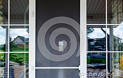 Plastic door with mosquito net Stock Photo