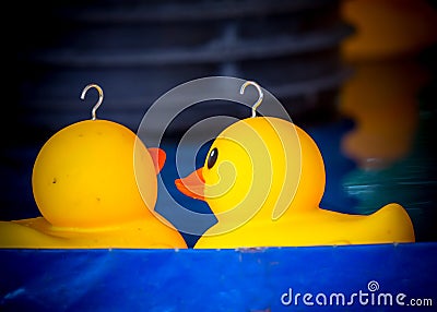 Ducks for a children's 'Hook-a-duck' game at Kirtlington Feast funfair, England, the UK Stock Photo