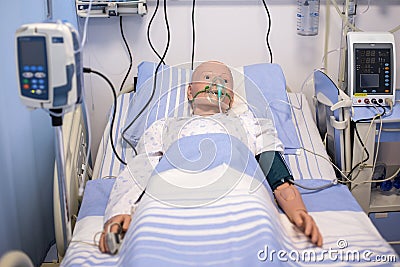 Plastic dummy in the role of a patient used for nurses and medics training Stock Photo