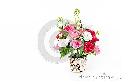 Plastic flowers isolate on white background, Fake flowers Stock Photo