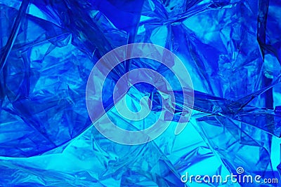 Plastic foil in Blue colored polarized light Stock Photo