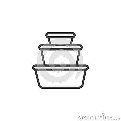 Plastic food containers outline icon Vector Illustration