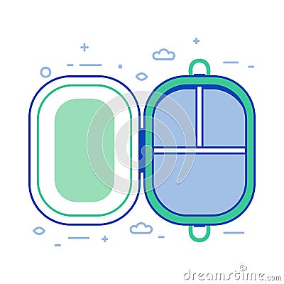 Plastic Free Lunch Box Container in Line Art Vector Illustration